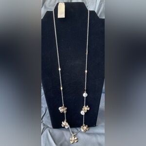 NWT J.JILL silver Tone Chain Necklace W/ Gold Tone Flowers Orig.$49. #1262